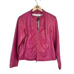 Wilsons Leather Maxima‎ Jacket Women's XL Genuine Leather Berry Moto Style